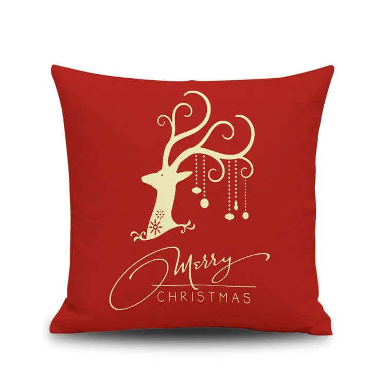 Christmas Reindeer Cushion Cover Happy New Year Pillow Cover Christmas Reindeers Pillow Case Home Decor Pillowcases