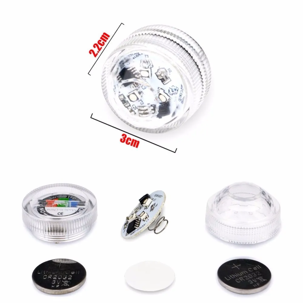 Submersible Waterproof Round Decoration Candle Lights With 3 SMD High Brightness LED, Coin Batteries For Pond Pool Bath Garden