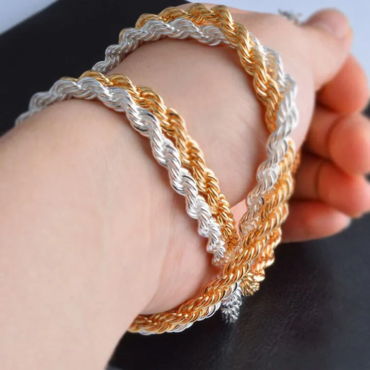 Gold Chains Necklaces Hot Sale 6mm 18K Golden Rope Chain Men