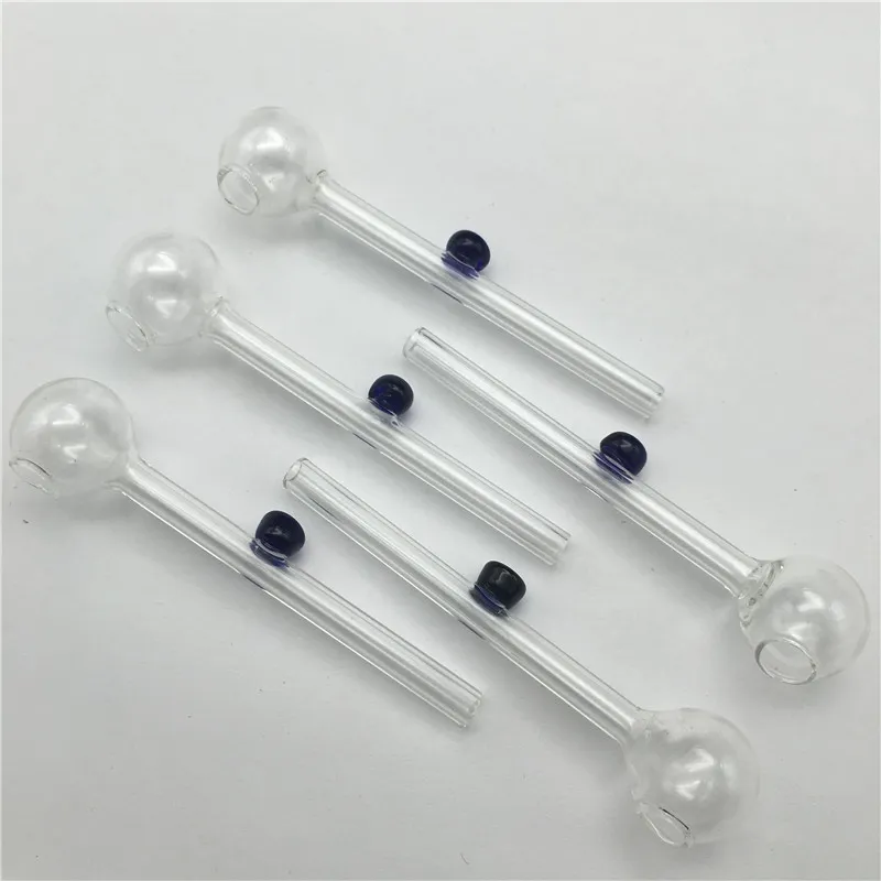 glass oil burner smoking pipes 10cm mini thick clear glass oil burer with colorful handle pyrex glass tube cheap hand pipes