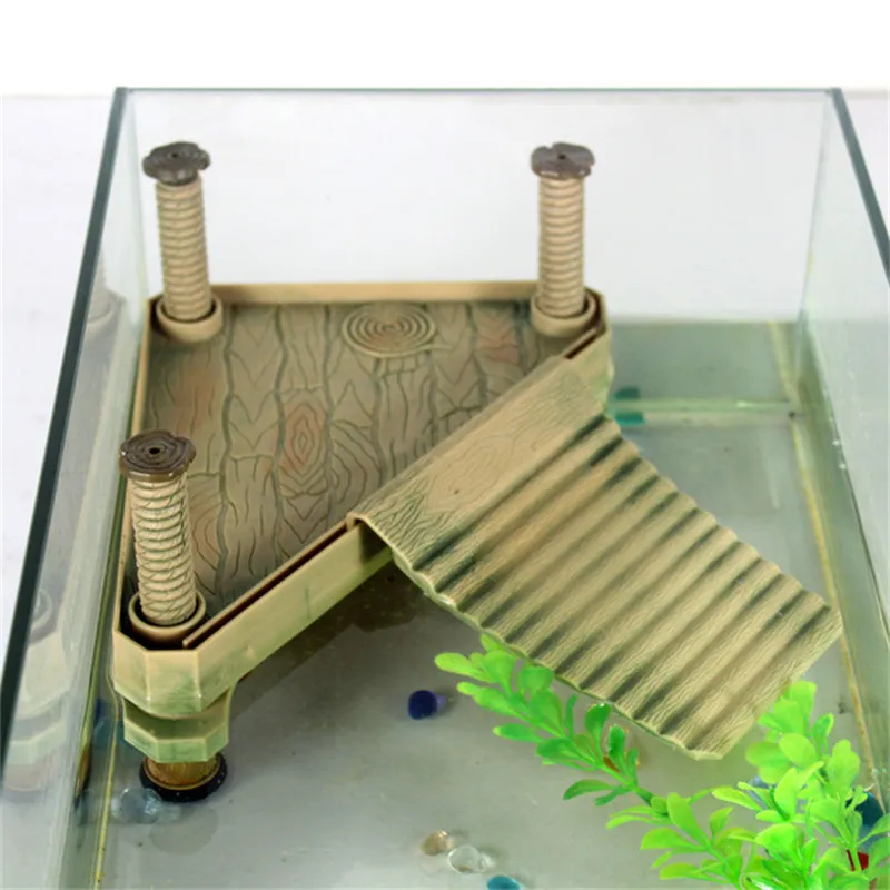 Small 185x15cm Aquarium Reptile Turtle Frog Pier Floating Basking Platform with Ramp Ladder Pier Fish Tank Decoration Decor9827002