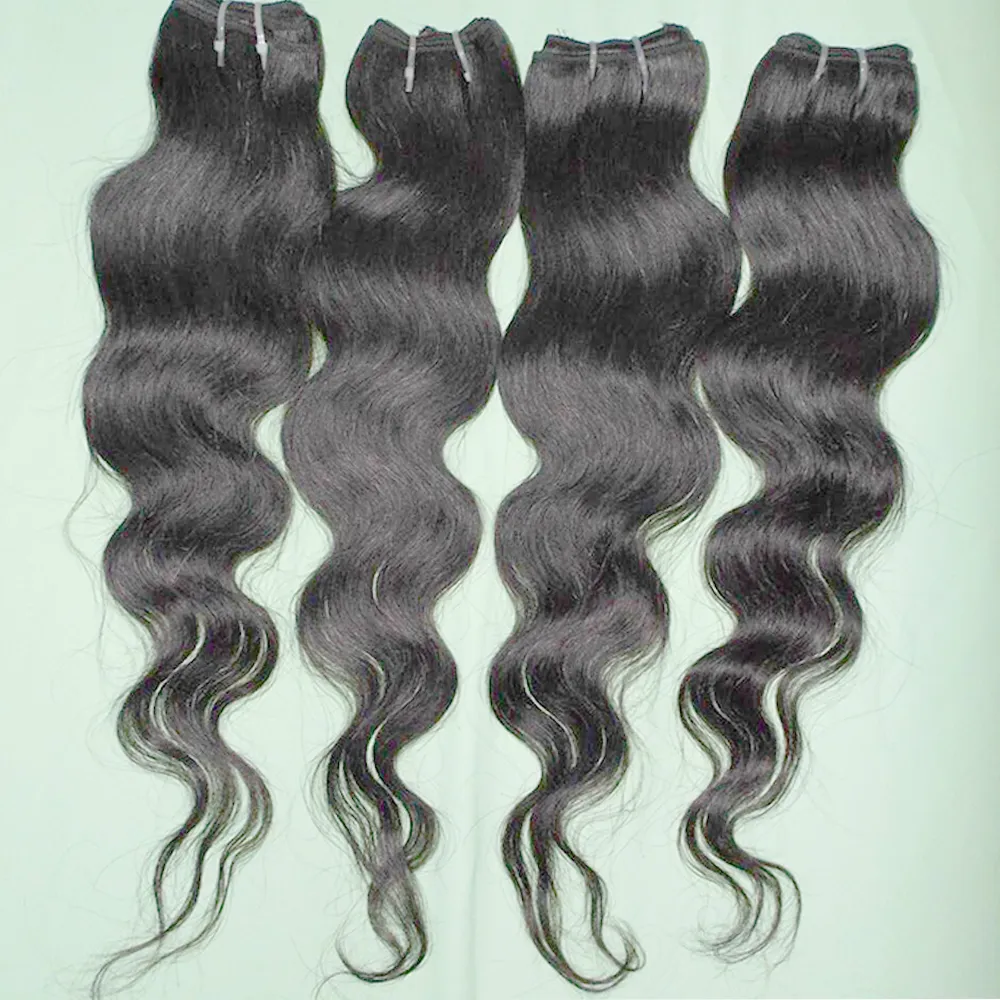 Bulk Bästsäljande Heap Brasilian Bearbetad Human Haft Weft Natural Color Wavy Extensions