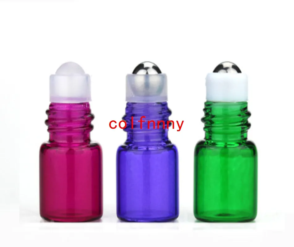 1ml 2ml mini roll på rullflaskor för eterisk oljevals-påfyllningsbar parfymflaska Deodorant behållare med svart lock