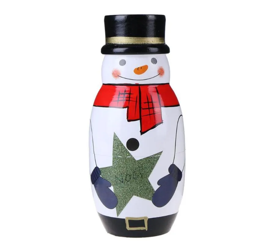 Drewniane Matryoshka Lalki Dziecko Zabawki Gniazdowanie Lalki Piękny Boże Narodzenie Snowman Santa Claus Picture Rosyjskie lalki Dolls Prezent