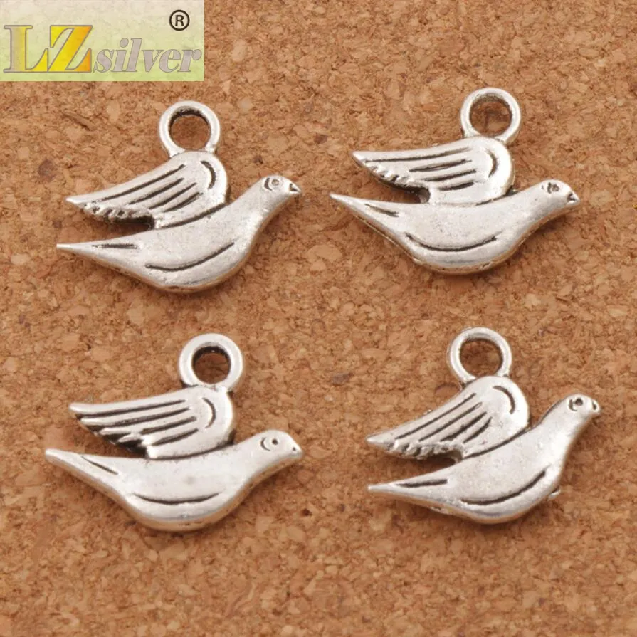 Fat Peace Dove Flying Charm Perlen 100 Stück / Los Antik Silber Anhänger Modeschmuck DIY Fit Armbänder Halskette Ohrringe L1842823