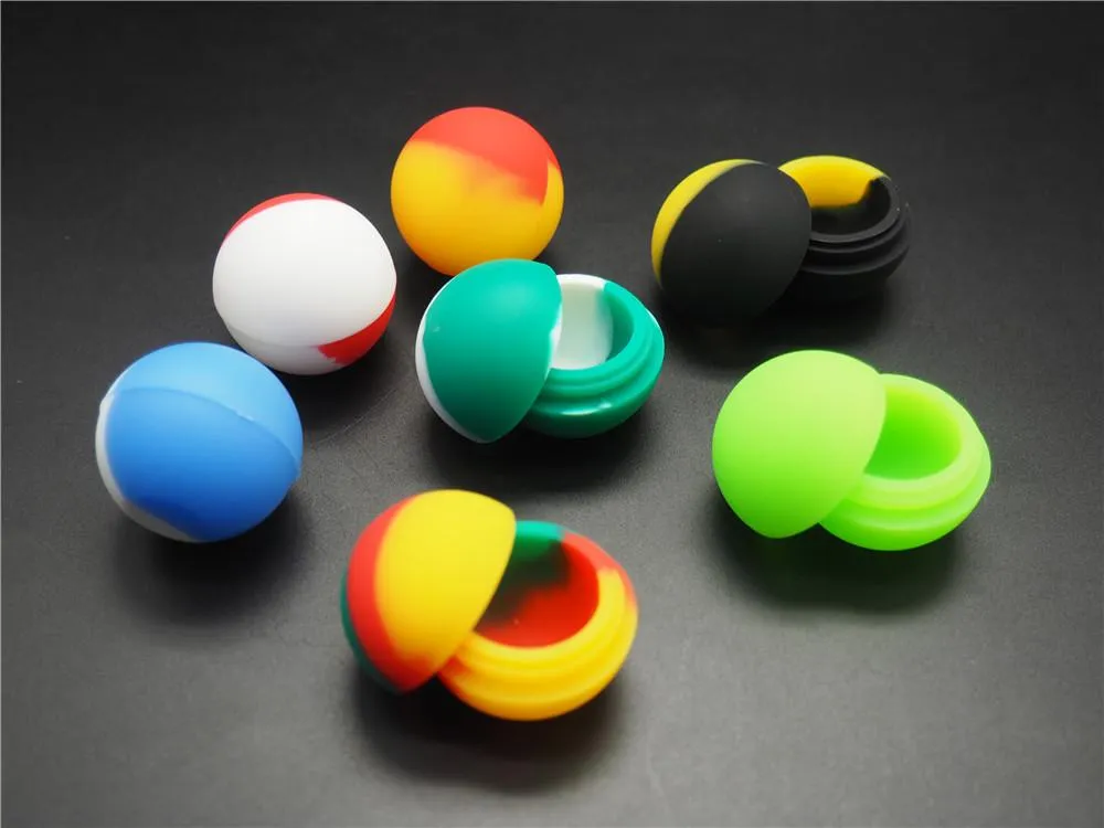 50x Ball Design Silikonowy Non-Stick-BHO DAB Wax Oil Pojemnik na olejek więcej niż dwa kolory 100 sztuk / partia