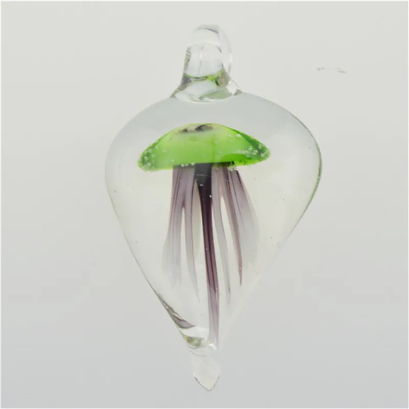 2016 Clear Jellyfish animal Shaped Glass Pendants Necklace Unique Murano Glass Jewelry Lampwork Glaze Pendant in Bulk Cheap 