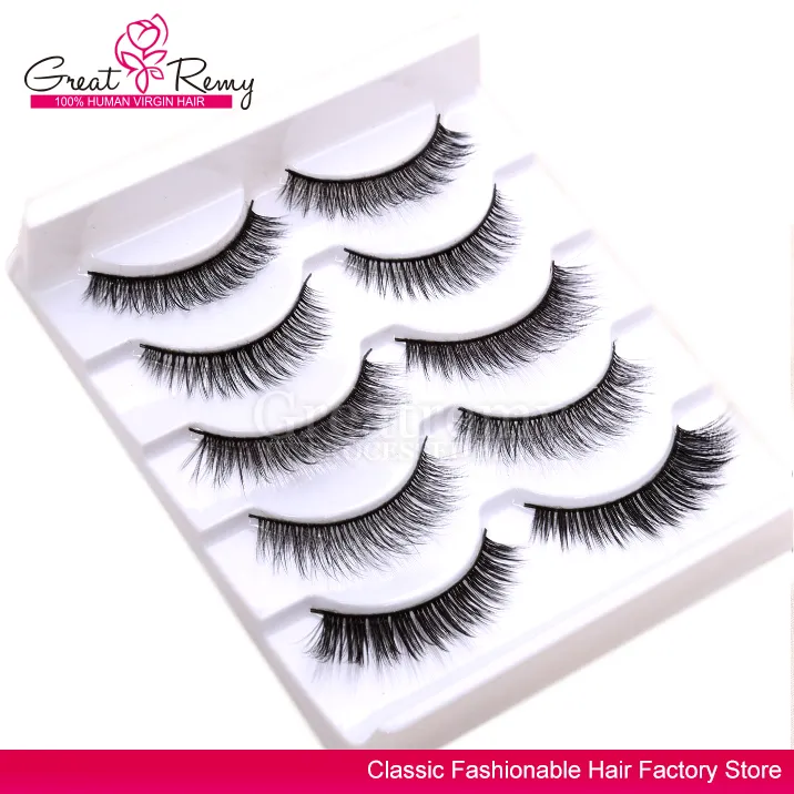 Greatremy 5 Pairs Different Styles Hand-made Makeup Natural Thick Soft Fake Eyelashes for Party and Daily Use