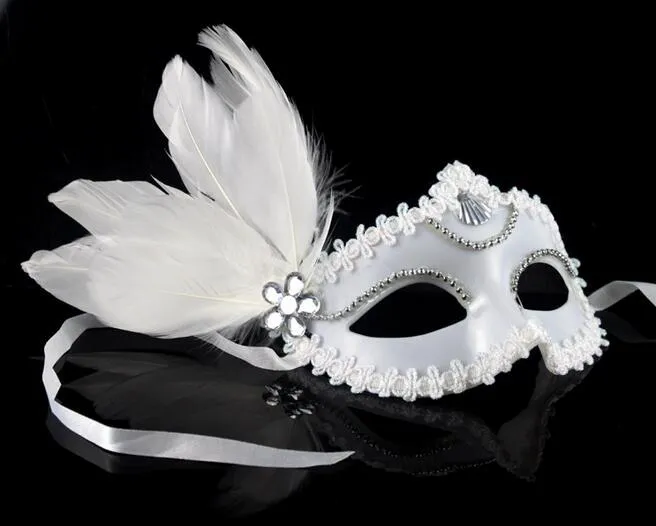 Mascarade masques hommes et femmes enfants masque passerelle côté plume masque noir et blanc couple masque grand masque de cheveux flottant