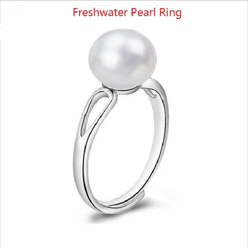 Anello di perle d'acqua dolce naturale Anello in vera perla coltivata genuino Anello in argento 925 con perle per le donne Festa di nozze
