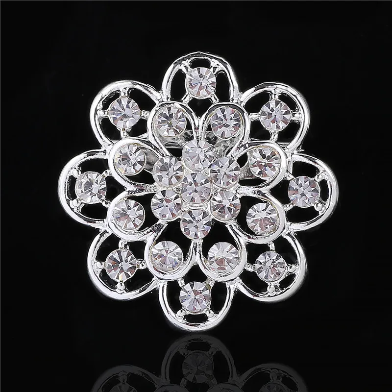 Star Jewelry Shining Beautiful Silver Clear Rhinestone Crystal Small Flower Rhinestone Brooch Bouquet for wedding women pins
