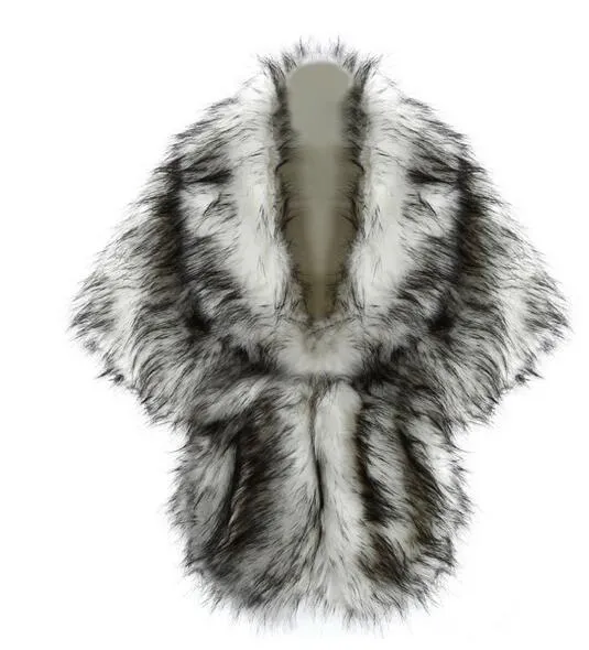 2019 tani płaszcz szalowy ślubny fałszywy faux futra glamour ślubne kurtki na gorąco sprzedając zatuszowanie Cape Stole płaszcz Bolero3894400
