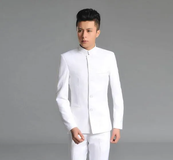 Wholesale Stand Collar Chinese Tunic Suit Men Suit Set Latest Coat