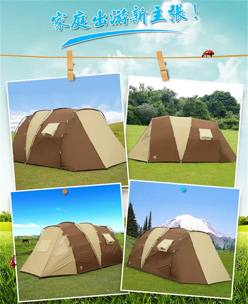 2016 Zelt Camping One Hall Zelt Camping Shelters Wasserdichte, sonnige Doppeldeck-Schutzzelte für den Sommer im Freien für Familienessen. Schneller Versand