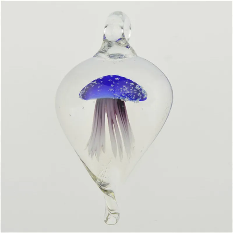 2016 Clear Jellyfish animal en forma de cristal colgantes collar único cristal de Murano joyería Lampwork esmalte colgante a granel barato 12 unids