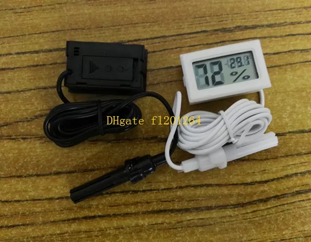500 sztuk / partia Darmowa Wysyłka Mini Termometr Higrometr Temperatura Miernik Temperatura Wyświetlacz LCD z kablem 1,5 m2