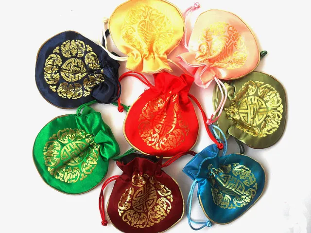 Colorful Joyous Drawstring Small Gift Bags Jewellery Pouches China style Silk brocade Birthday Party Favor Pouch Whole3026454
