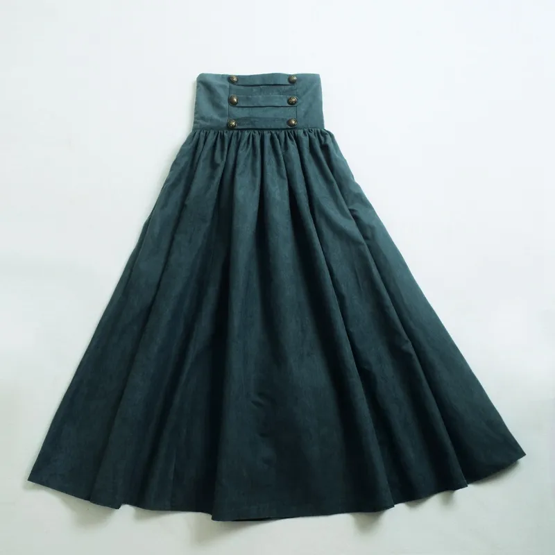 Victorian Civil War Steampunk Walk kjol Kvinnor Vintage Hög midja gotiska lolita kjolar blå/grön/brun/lila