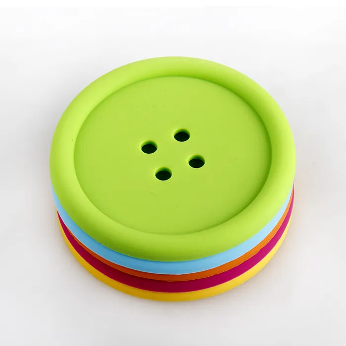 Round Silicone Coasters Button Coasters Cup Mat Home Drink Placemat Tableware Coaster Cups Pads 