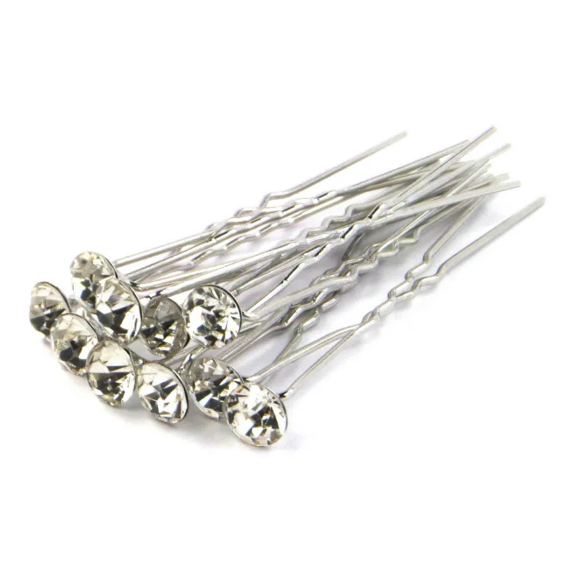 Darmowa Wysyłka, Wysokiej Jakości 200 sztuk Bridal Wedd Prom Silver Crystal Diamante Rhinestone Hair Pins Klipy Uchwyty 11 kolorów do wyboru