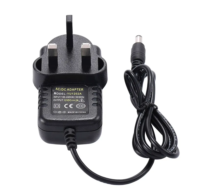 AC DC 12V 2A Power Adapter Supply Transformer 5.5mm x 2.1-2.5mm 24W UK US AU EU Plug With IC Chip DHL 