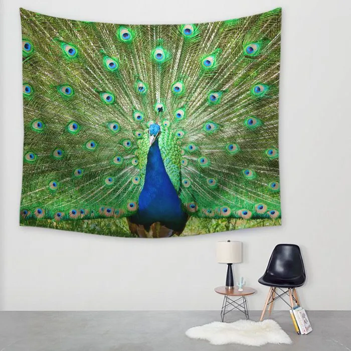 12 designs flower peacock tapestry feather wall hanging decoration nature tree bird tapetes new table cloth