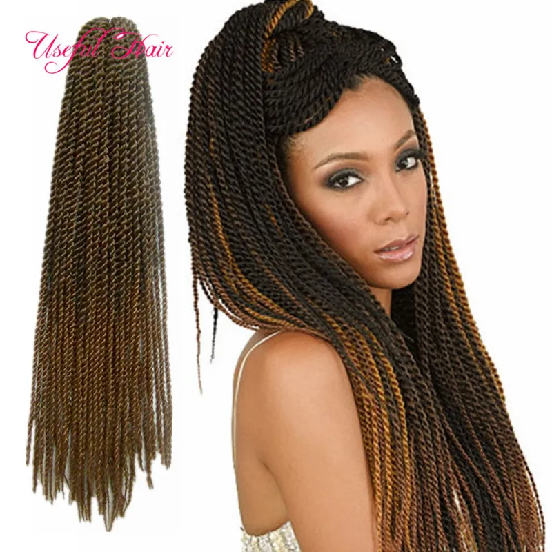 Ombre Senegalese Twist Crochet Braid Hair Extensions Syntetisk Afro Pre-Twist Syntetisk Braiding Xpression Hair Extensions Marley Braids