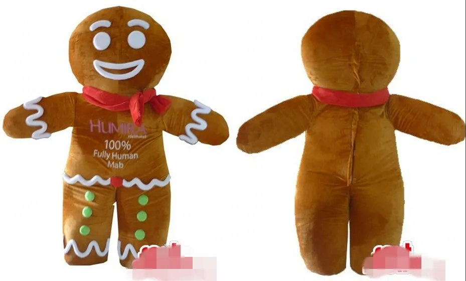 Anpassad Gingerbread Man Mascot Kostym Vuxen Storlek Gratis frakt