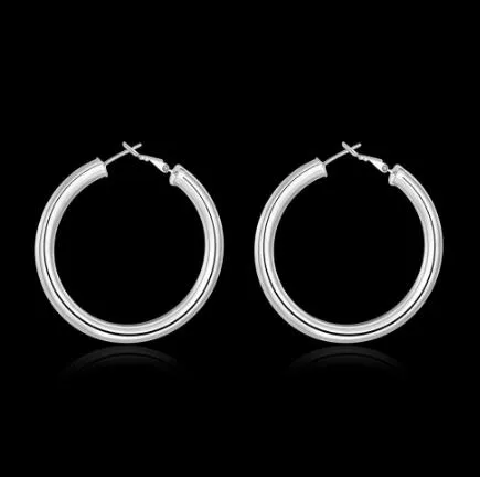 과장 Earings 직경 5cm 중공 925 스털링 실버 주얼리 Earings 매력적인 여성 / 소녀 귀 후프 귀걸이 10쌍 / 많은