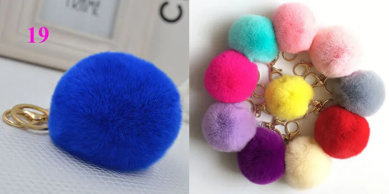 Fashio Rabbit Fur Balls Pompom Cell Phone Carキーホルダーペンダントハンドバッグチャームキーホルダーぬいぐるみキーチェーンバッグペンダントキーホルダー8cmバッグアクセサリー