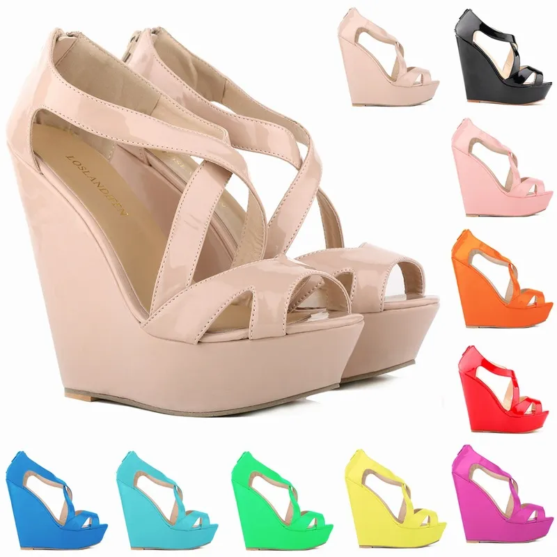 High Heels Wedge Shoes Sandals New Elegant Ladies Platform Peep Toe ...