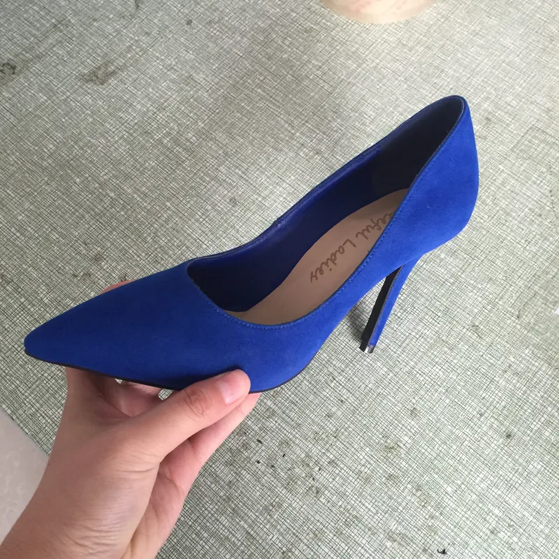 Custom Made Royal Blue Wedding Pumps With High Thin Heels Plus