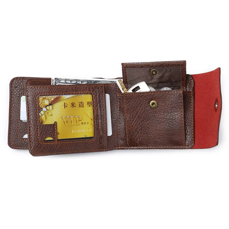 fashion short purse super slim business style magnet closure men designer genuine leather wallets black brown