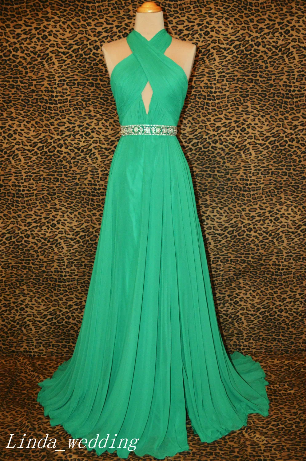 2019 Halter Beads Open Back A Line Sweep Train Satin Evening Party Special Prom Dress 2019 Halter Beads Open Back A Line Sweep Train Satin Evening Party Special Prom Dress