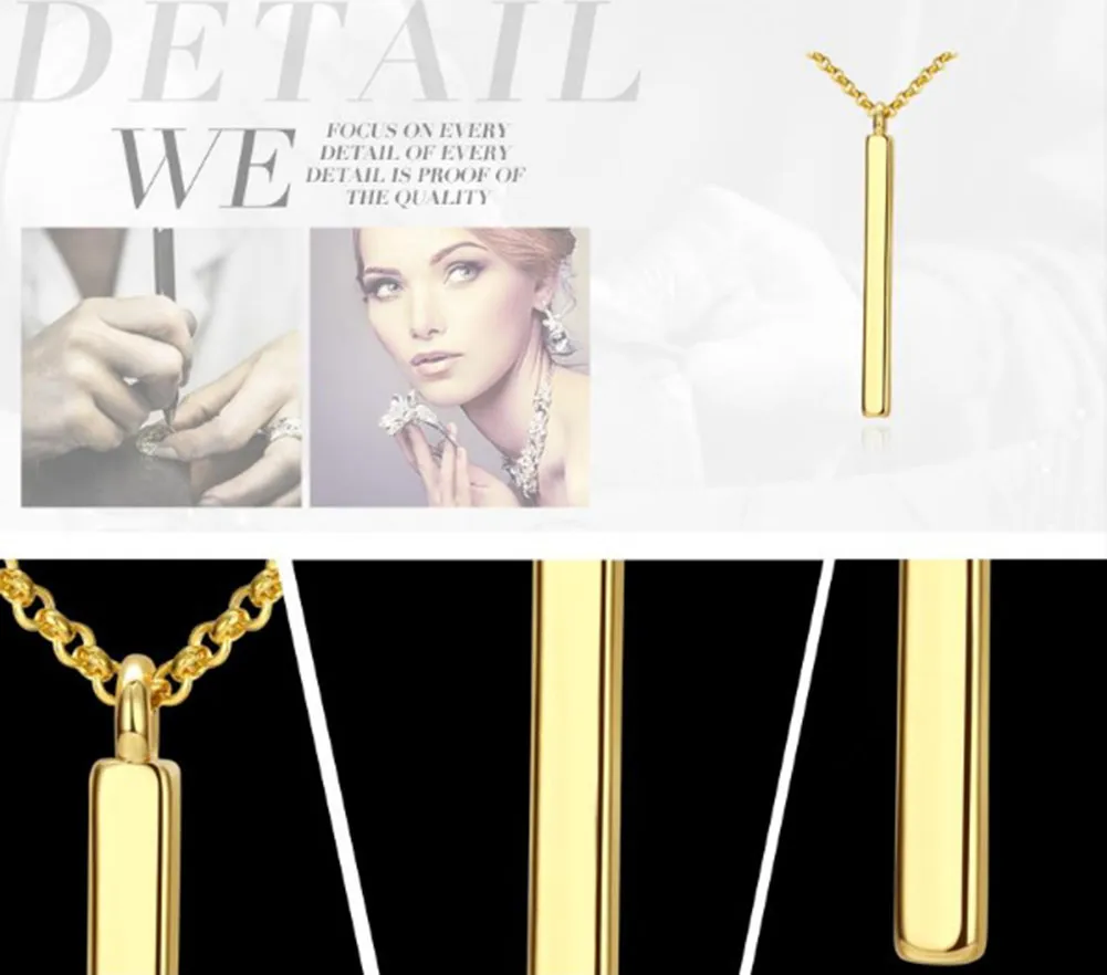 Extreme Simplicity Long Strip Pendant Necklace Europeo y Americano Popular 18K plateado en oro Nickle Antialérgico collares románticos