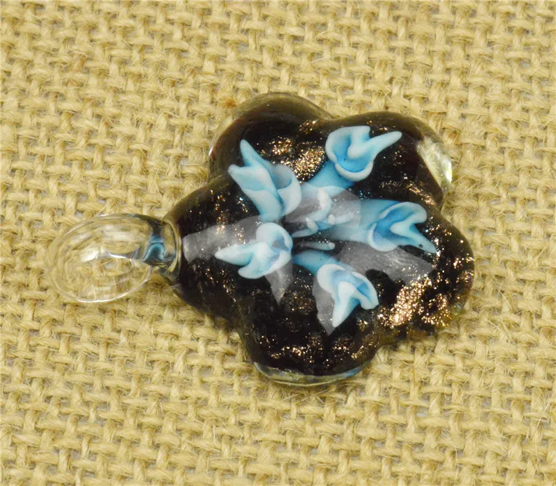 2016 стеклянные подвески ожерелье внутри цветок муранского стекла ювелирные изделия лэмпворк глазурь кулон оптом дешевые 12 шт./лот