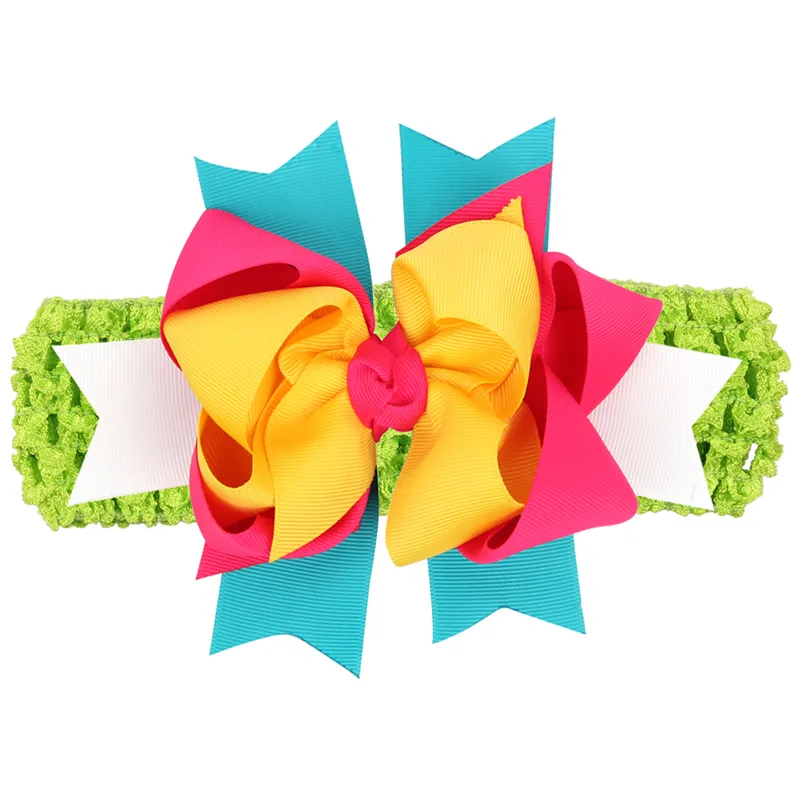 Bambino Big Bows Fascia Doppi strati Arco Bambini 5inch Grosgrain Ribbon Bowknot Wide Crochet Fascia capelli Accessori capelli KHA186