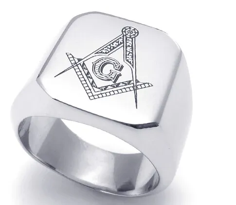 Stainless Steel Masonic Men Ring Letter G Jewelry Cool Korean Style Fashion Wholesale Hot New Party Gift