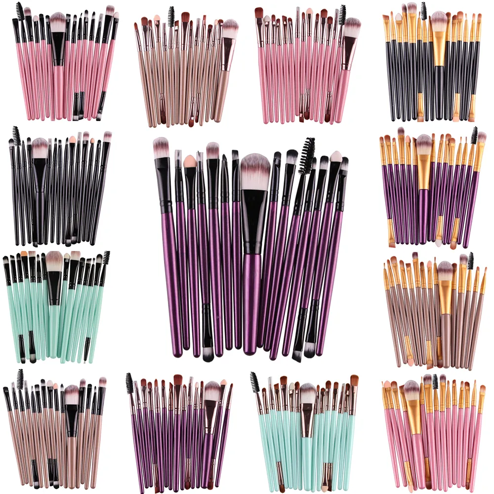 MAANGE Pro 15Pcs/Set Makeup Brushes Kit Eyeshadow Brow Eyeliner Eye Lashes Lip Foundation Power Cosmetic Make Up Brush Beauty Blending Tool