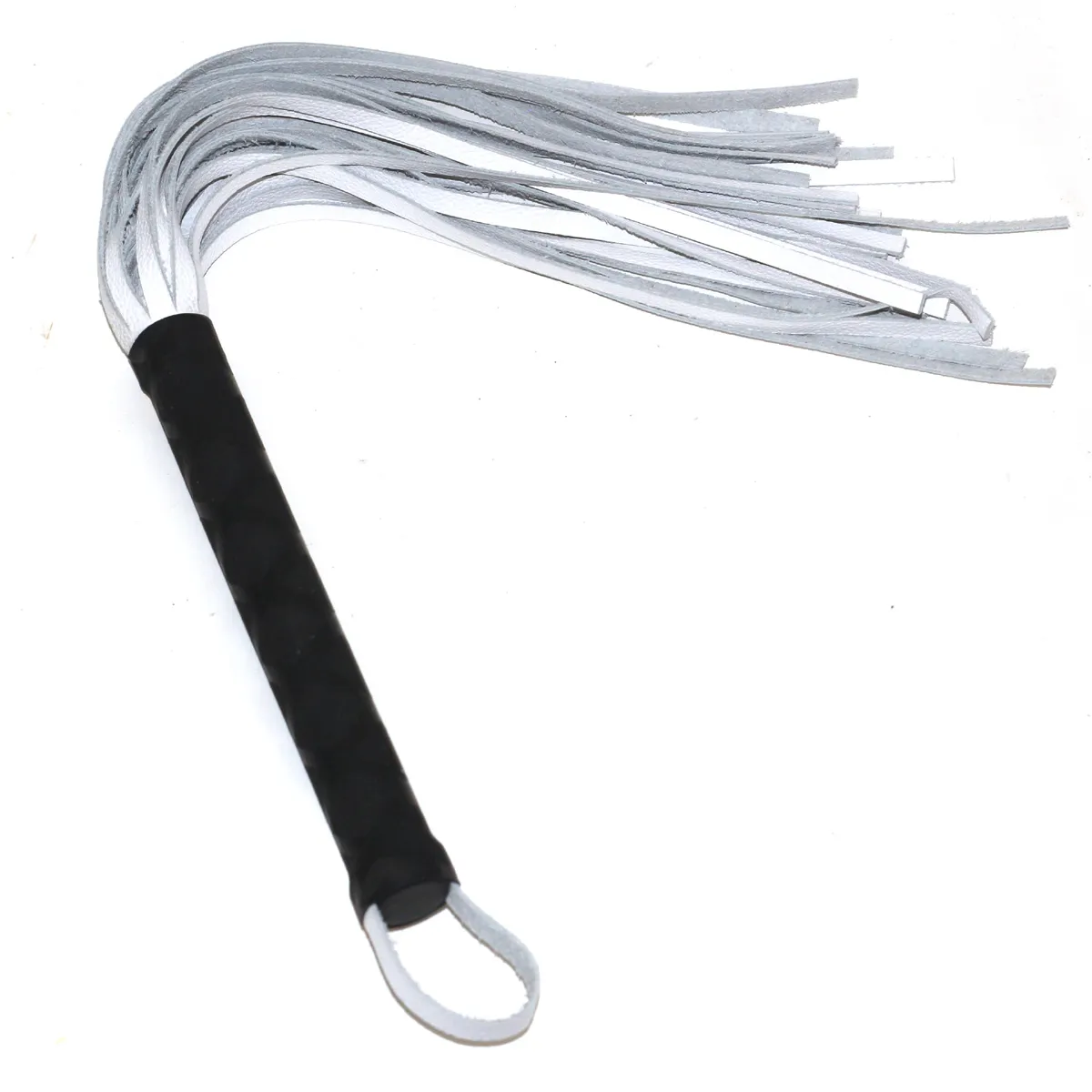 40cm long white real leather flogger whip sm whip flogger toy with shiny handle spanking whip5282387