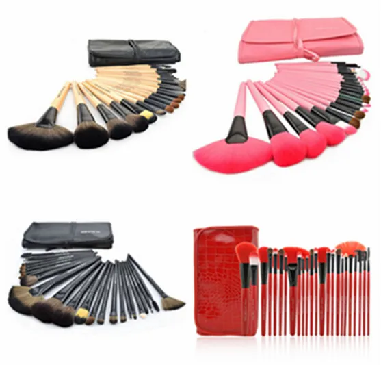 24PCS Makeup Brush Sets Tech Tooalettry Set Kit Tool + Roll Up Case Brand Cosmetic With Logo