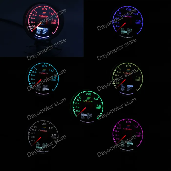 Racing Greddy Turbo Gauge Turbo Boost Gauge 7 Light Colors LCD Display