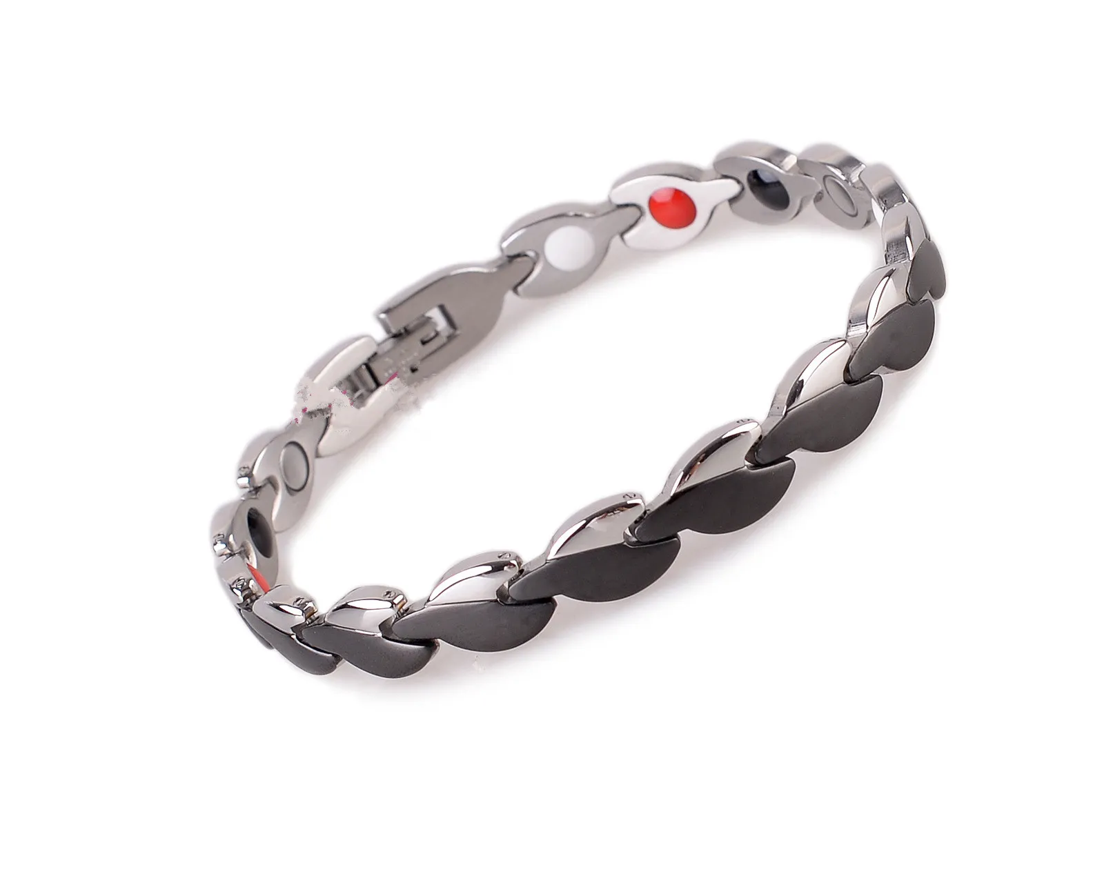 Nouvelle arrivée mode bijoux hommes en acier inoxydable énergie saine lien chaîne bracelets avantages élément magnétique germanium Infrared ray bracelet argent or noir