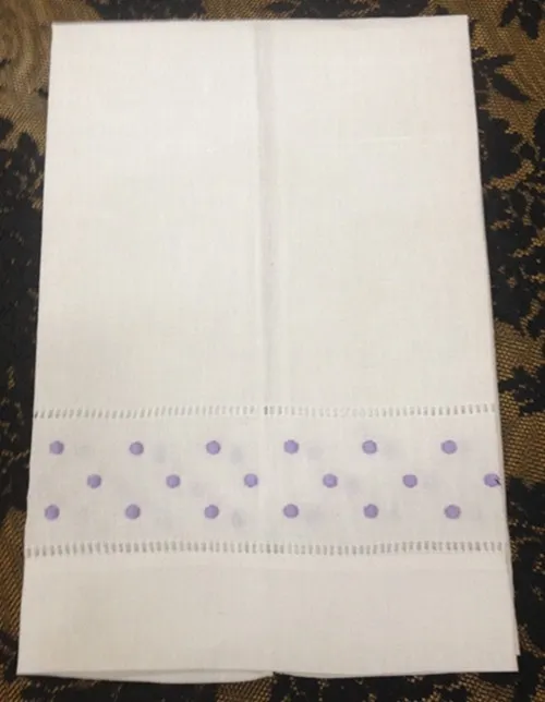 Home Textiles Towel 14"x22"white Linen Vintage & Holiday Guest Towel with Embroidery Light purple Dot For Occasions