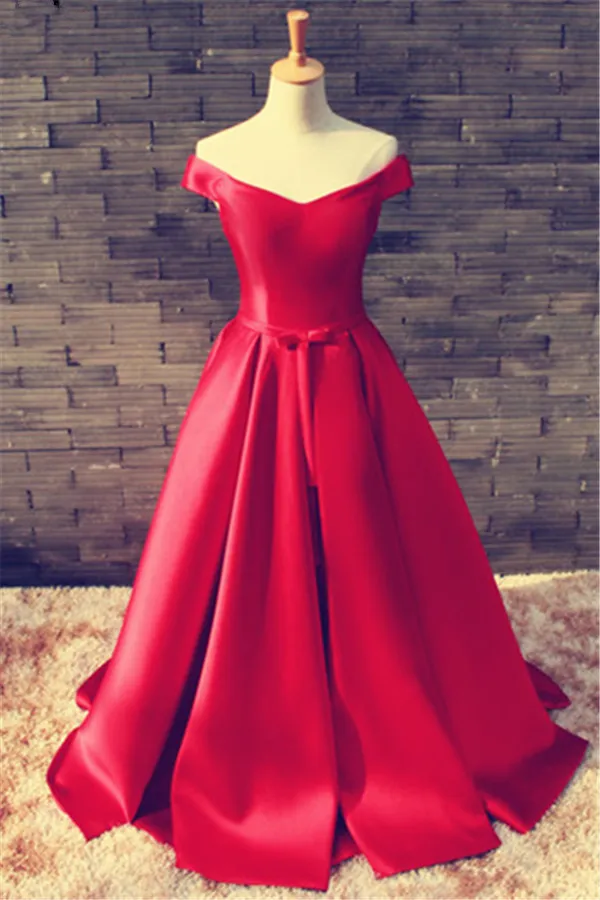 Proste Dark Red Prom Dresses Długie Formalne Suknie Pagewne z pasem Sexy V Neck Otwórz Wróć Vintage Party Suknie wieczorowe BA1610