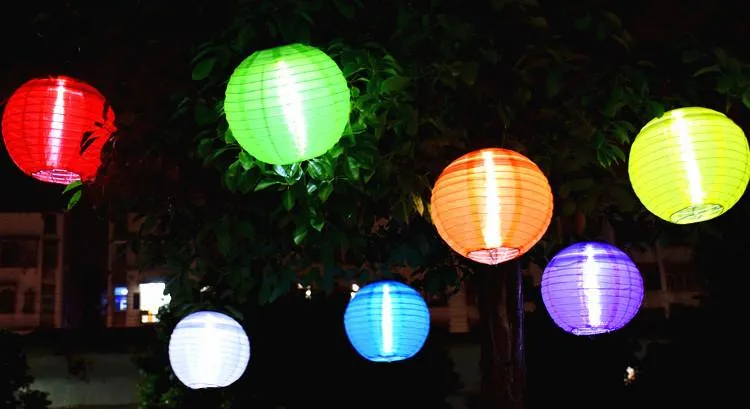 Solar Lanterns 25 cm waterdichte buitenverlichting tuin Fairy Lights LED Festival Hangende China feestlamp 7 kleuren9453873