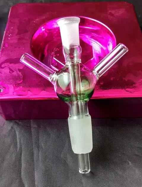 2016 new Spherical 3 through the ferrule, Hookah glass / glass bong / pipe fitting glass color random delivery