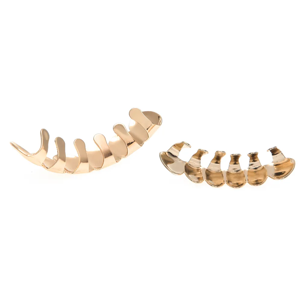 New Custom Fit 14k Gold Plated Hip Hop Denti Grillz Caps Top Bottom Grill Set uomo
