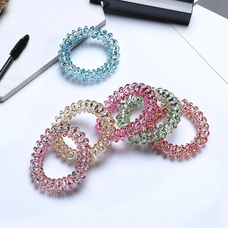 hairband hair bands rope elastic telephone wire spring design for Women girl Hair Accessories headwear holder colorful clear