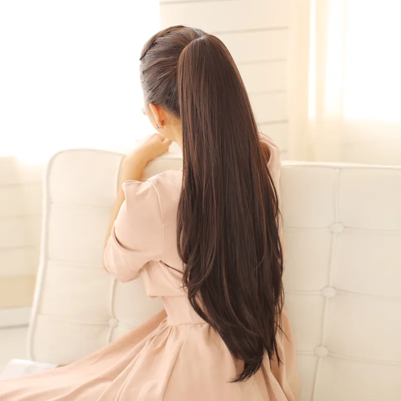 24039039 Long Straight Ponytail Claw Drawstring Ponytail Heat Resistant Clip In Hair Extensions Hair Tail Fake Hairpieces2951349